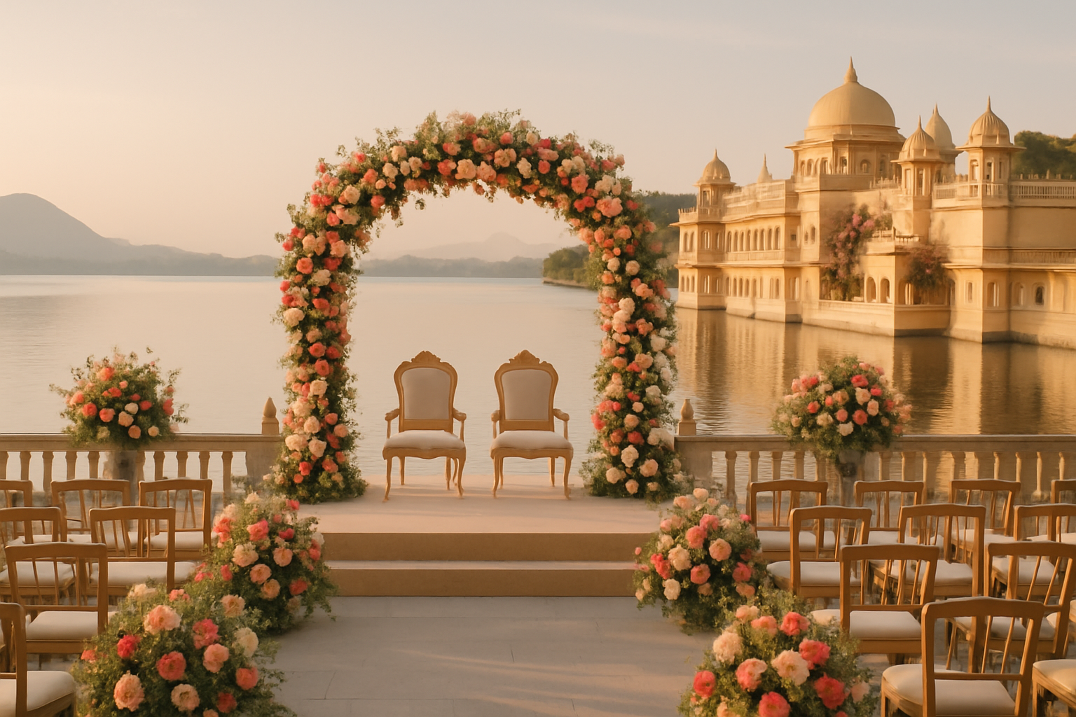 Udaipur lake palace wedding with scenic backdrop and premium entertainment services